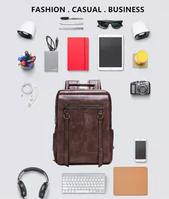 JEEP BULUO-Bolsa Masculina Casual para Laptop, Mochila de Couro Dividido, Bolsa para Computador, Alta Capacidade, Nova Tendência - comprar online