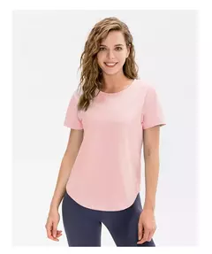 T-shirt monocromática de manga curta para mulheres, top de fitness solto, camisa de treino casual na internet