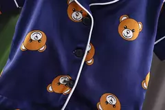 Imagem do Conjuntos de pijama de urso de meninos e meninas, pijamas infantis, roupas de dormir do bebê, camiseta de manga curta, tops com calças