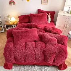 Conjunto de cama luxuoso preto macio, capa de edredão Shaggy, 2 fronhas, zíper, veludo macio, 3pcs na internet