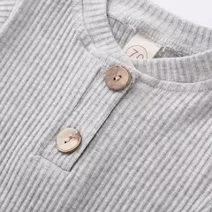 Conjunto de bodysuits de manga comprida e calças elásticas para bebé, com nervuras, xadrez, roupa sólida, infantil, recém-nascido, menina, menino, primavera, outono, 2 peças - Wolf Magazine