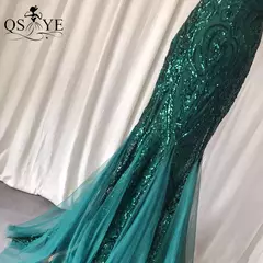 Vestidos de lantejoulas de um ombro, vestido longo do baile da sereia, elegante - comprar online