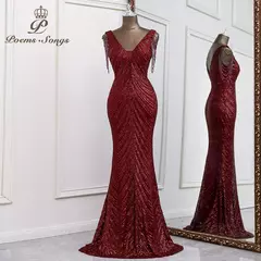 Sexy sereia preto vestidos de noite vestidos elegantes para noche largo soiree de mariage robe femme vestido de baile - comprar online