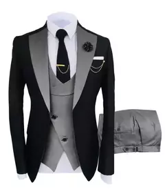 Imagem do Ternos masculinos 3 peças sob medida melhor homem noivo casamento smoking fino ajuste jacquard duas cores blazer jaqueta colete calças smoking roupas