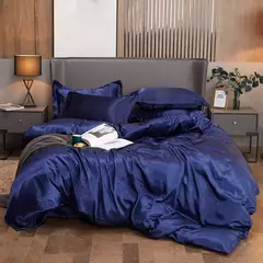 Monocromático Rayon Satin Conjunto de cama, luxo Kit Duvet Cover, Twin Queen e Cama King Size, 2PCs, 3PCs, 4PCs - comprar online