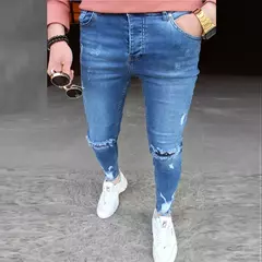 Calças de brim masculinas calças de brim denim calças casuais tendência calças de brim magros para homens moda calças de lápis roupas masculinas - comprar online