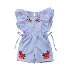 Criança crianças bebê menina flor listra plissado macacão roupas roupas - Wolf Magazine