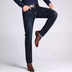 Imagem do Jeans estilo clássico irmão Wang masculino, casual, stretch, fino, calça jeans, azul claro, calça preta, marca masculina