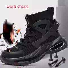 Imagem do Sapatos de segurança com toe cap aço para homens, botas de trabalho, alta segurança, peso leve, respirável, S3