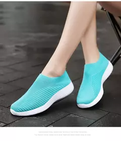 Tênis slip-on vulcanizados para mulheres, sapatos baixos, mocassins ambulantes, plus size 42, alta qualidade - loja online