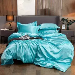 Monocromático Rayon Satin Conjunto de cama, luxo Kit Duvet Cover, Twin Queen e Cama King Size, 2PCs, 3PCs, 4PCs - loja online
