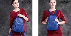 Mochila Zency-Anti-Roubo de Couro Feminina, Mochila de Grande Capacidade, Bolsa Designer de Viagem, Couro Branco, Qualidade, Elegante, A ++ - loja online