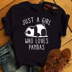 Imagem do Maycaur-camiseta de manga curta para mulher, top solto com estampa de panda fofa, casual e solta, verão