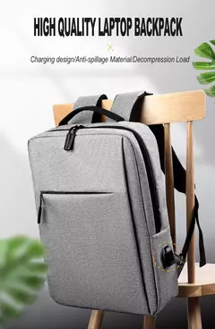 Impermeável Nylon Laptop Mochila para Homens, Mala De Viagem, Carregamento USB, Mochilas Escola De Computador, 15.6";;VERDADEIRO;;"black - comprar online