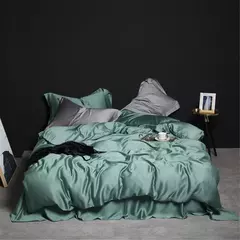 Liv-Esthete-Conjunto de Cama Verde Escuro, 100% Pure Silk, Duvet Cover Luxo, Folha Plana, Fronha, Roupa de Cama, Saudável, Rainha, Rei - comprar online