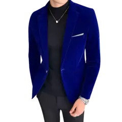 Blazer de veludo dourado masculino, terno slim fit, jaqueta casual, traje de cantor noivo, vestido de noite formal de alta qualidade, moda outono e inverno na internet