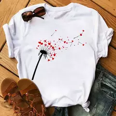 Maycaur-camiseta estampada dente-de-leão fofa para mulheres, camiseta estampada gráfica dos desenhos animados, camisa branca casual para senhoras, camiseta nova e engraçada - comprar online