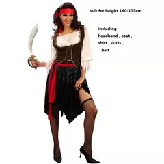 Trajes de pirata para mulheres homens adultos halloween masculino capitão jack sparrow traje piratas do caribe cosplay conjunto de roupas - loja online