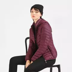 Jaqueta Santelon feminina ultraleve acolchoada com capuz removível parka ao ar livre quente e leve com bolsa de armazenamento