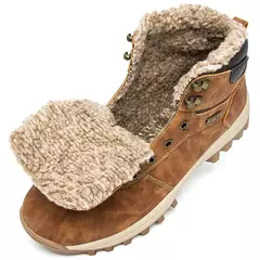 Botas de neve de pelúcia impermeáveis para homens, tornozelo, sapatos ao ar li - loja online