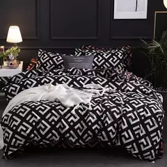 Conjunto de cama preto luxuoso, roupa de cama de poliéster, capa de edredão, manta de pássaro, anime com fronha king size, tamanho completo, moderno - Wolf Magazine