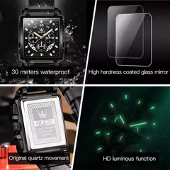 Olevs marca superior masculino relógios quadrado relógio de quartzo para homens pulseira de couro à prova dwaterproof água esporte relógio masculino relogio masculino - Wolf Magazine