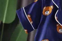 Conjuntos de pijama de urso de meninos e meninas, pijamas infantis, roupas de dormir do bebê, camiseta de manga curta, tops com calças - loja online