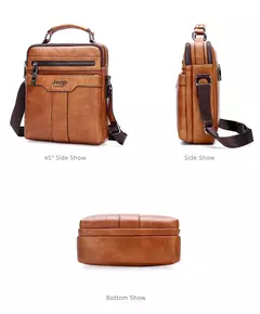 JEEP BULUO-Bolsas de Ombro Crossbody para Homens, Bolsa De Couro Dividido, Bolsa De Mensageiro De Negócios, Bolsa De Alta Qualidade, Moda Quente - loja online