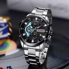 Imagem do CURREN-Relógios masculinos de aço inoxidável, moda criativa, mostrador luminoso com cronógrafo, relógios de pulso casuais masculinos, relógio