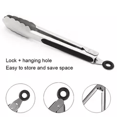Pinças de churrasco longas em aço inoxidável, alça antiderrapante, grampo de churrasco frito, braçadeira de pão de salada, ferramentas de cozinha, carne comida clip, 9 in, 12 in, 16 in