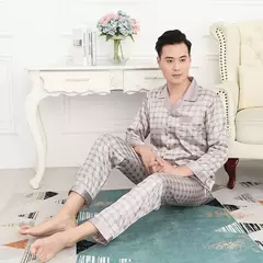 Conjuntos de pijama masculino de cetim de seda manga comprida, pijamas masculinos, camisola estampada, Casa, Soft Cozy Sleepwear Calças, Novo - Wolf Magazine