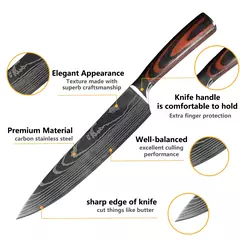 Sharp Japonês Chef Faca Set, Facas de Cozinha, Laser Damasco Padrão, Cleaver Slicing Utility, Santoku, 1-10 Pcs na internet