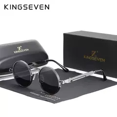 KINGSEVEN-Gothic Steampunk Polarized Sunglasses para Homens e Mulheres, Frame de Metal Redondo, Brand Designer, Alta Qualidade, Vintage - comprar online