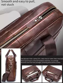 BULLCAPTAIN Maleta Ombro Messenger Bags dos homens de couro genuíno de 14 polegadas Laptop Bag Maleta dos homens Office Business Handbag