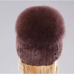 Real Genuine Fox Fur Gorros Chapéu para Mulheres, Pele de Coelho Rex Natural Boné de Caveira, Chapéus de malha para meninas, inverno, estilo russo, novo na internet