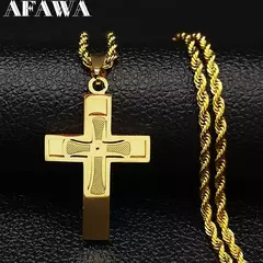 Colar de Aço Inoxidável Jesus para Homens e Mulheres, Cor Dourada, Hip Hop Masculino Corrente Longa, Presente de Jóias, N1172S02 na internet