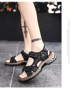 Sandálias masculinas de verão de couro genuíno, chinelos masculinos, gladiador, praia, macio, confortável, ao ar livre, sapatos vadeando, marca, 38-46 - Wolf Magazine