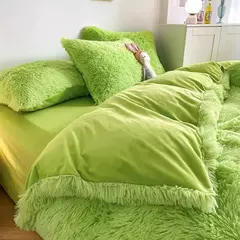 Conjunto de cama luxuoso preto macio, capa de edredão Shaggy, 2 fronhas, zíper, veludo macio, 3pcs na internet