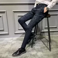 Clássico jacquard terno calças 2022 primavera homens calças sociais negócios magro casual formal calças de escritório terno - comprar online