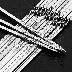 Espeto de churrasco em aço inoxidável, espetos reutilizáveis BBQ Kebab para acampamento ao ar livre, ferramentas de piquenique, cozinhar ferramentas, 10 pcs, 15pcs - Wolf Magazine