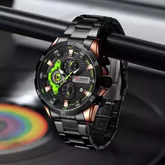 Imagem do CURREN-Relógios masculinos de aço inoxidável, moda criativa, mostrador luminoso com cronógrafo, relógios de pulso casuais masculinos, relógio