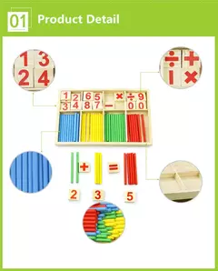 Montessori brinquedos educativos de madeira para crianças, aprendendo matemática, brinquedos educativos, digital stick, ensino auxiliar, matemática, educação - loja online