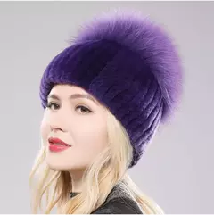 Real Genuine Fox Fur Gorros Chapéu para Mulheres, Pele de Coelho Rex Natural Boné de Caveira, Chapéus de malha para meninas, inverno, estilo russo, novo - comprar online