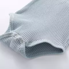 Imagem do Conjunto de bodysuits de manga comprida e calças elásticas para bebé, com nervuras, xadrez, roupa sólida, infantil, recém-nascido, menina, menino, primavera, outono, 2 peças