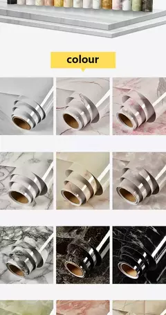 Self-Adhesive Marble Vinyl Wallpaper, PVC, impermeável adesivos de parede, Papel de contato, DIY, banheiro, cozinha, armário, bancadas - loja online