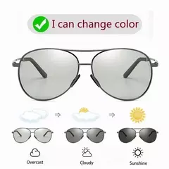 Óculos polarizados para aviação com armação Metail para homens, óculos de sol com mudança de cor, masculino Day Night Vision Driving - Wolf Magazine