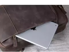 Mochila de couro genuíno para homens, cavalo louco vintage mochila para laptop grande mochila diária mochila de viagem mochila para caminhadas - loja online
