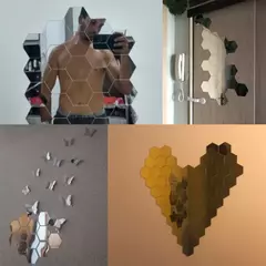 Hexagon 3D Espelho Adesivo de Parede, Sala Adesivos, Decoração do Quarto, Banheiro, Decoração de Casa, Vários tamanhos, DIY TV Fundo - Wolf Magazine