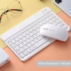 Teclado e mouse bluetooth para ipad xiaomi samsung huawei telefone tablet fino mini teclado sem fio para android ios windows - loja online