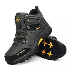 Botas de neve de couro impermeáveis para homens, tênis super quentes, botas de caminhada ao ar livre, sapatos de trabalho, marca de inverno, tamanho 39-47 - loja online